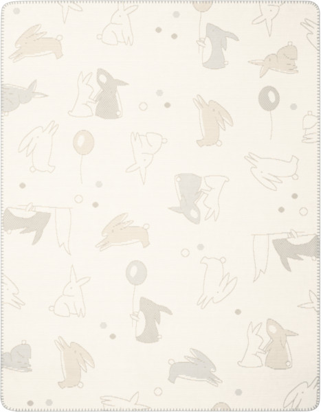 Babydecke LITLLE RABBITS in beige aus Mischgewebe