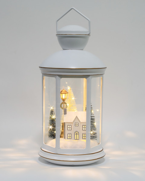 Laterne LED WINTERLAND in weiß aus Kunststoff