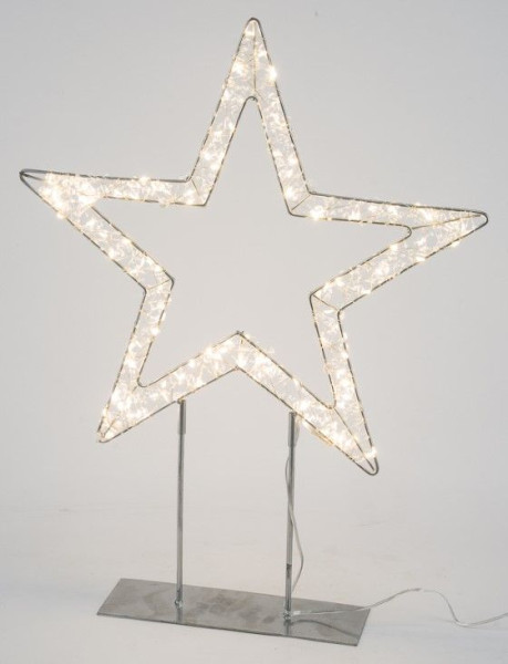 Weihnachtsstern LED auf Ständer in silberfarben aus Metall