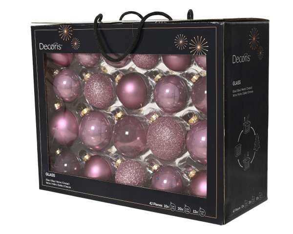 Weihnachtskugel-Box MAXI VINTAGEROSA in rose aus Glas