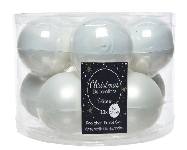 Weihnachtskugel-Box WINTERWEISS in weiß aus Glas