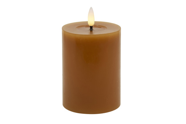 Stumpenkerze LED BASIC in Caramel aus Wachs