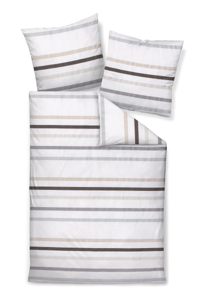 Bettwäsche J. D. Mako-Satin in taupe aus Baumwolle