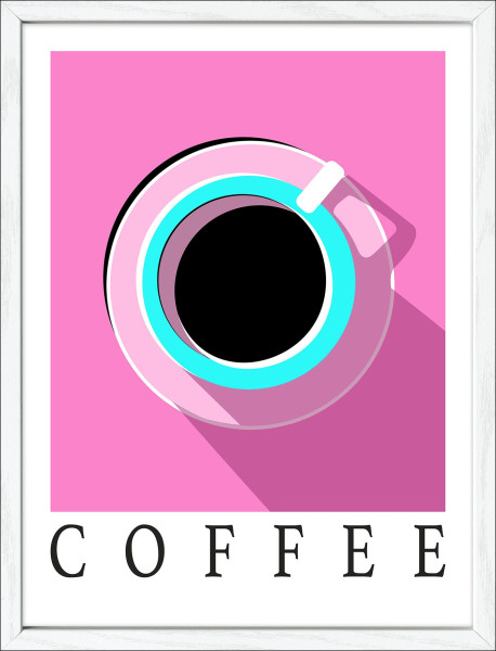 Gerahmtes Bild RETRO COFFEE in mehrfarbig aus Glas satiniert