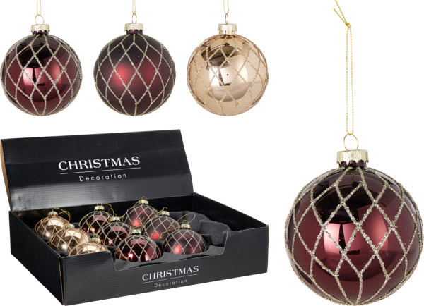 Weihnachtskugel GOLDFADEN in braun aus Glas