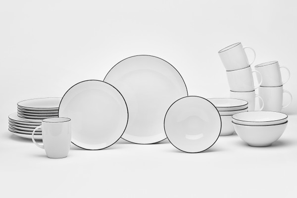 Kombiservice BLACK LINE in weiß aus Porzellan