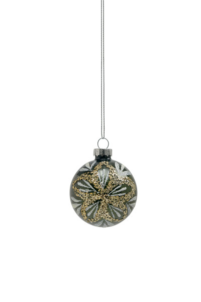 Weihnachtskugel GLITZER in dunkelgrün aus Glas