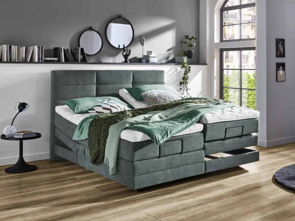 Boxspringbett vito AZURRO in jet black aus Stoff
