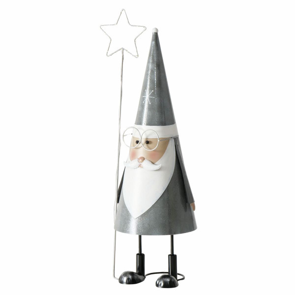 Weihnachtsmann JUSTUS LED in grau/weiß aus Eisen