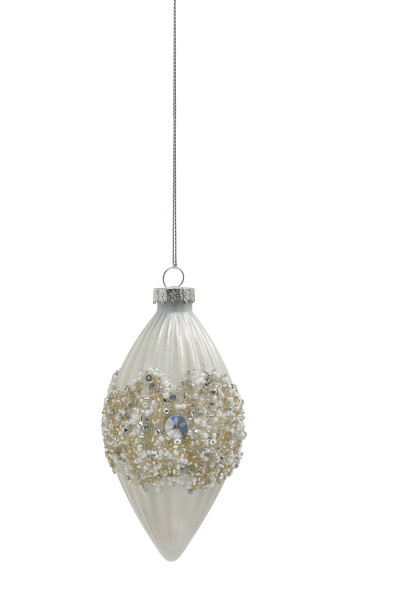Weihnachtskugel Zwiebel PEARLS in silberfarben aus Glas