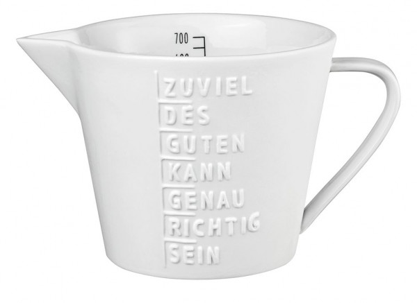 Messbecher ZUVIEL DES GUTEN... in weiß aus Porzellan