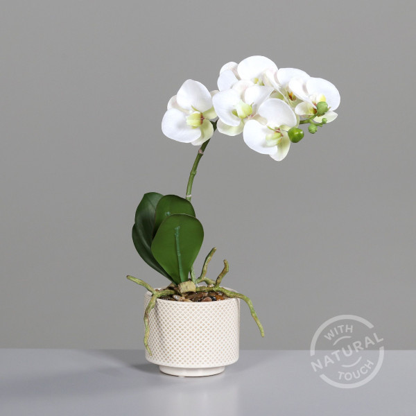 Kunstblume Orchidee in weiß aus Kunststoff