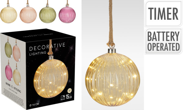 Weihnachtskugel LED aus Glas