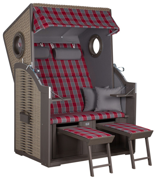 Strandkorb TWIN VIEW in grau aus Hartholz