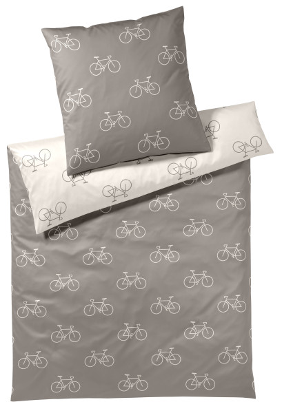 Bettwäsche VELO Mako-Satin in taupe aus Baumwolle