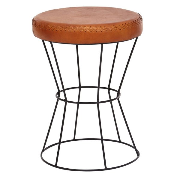 Hocker in braun aus Leder