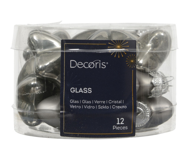 Weihnachtskugel-Box Sterne ZART GRAU in grau aus Glas