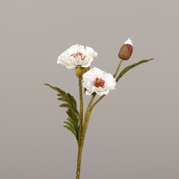 Kunstblume Mohn in weiß aus Kunststoff