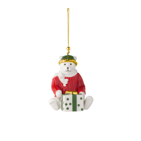 Ornament Teddybär 2026 in goldfarben aus Bone China