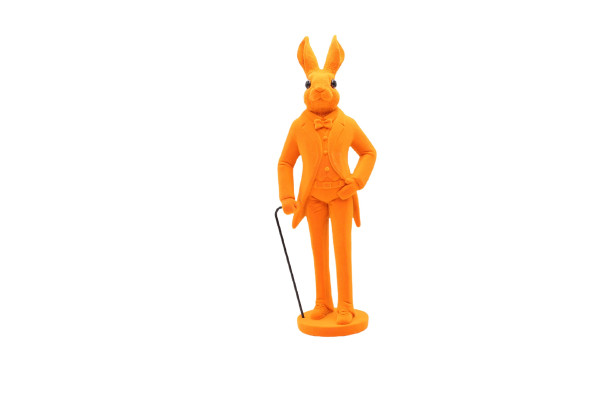 Hase FLOCKY in orange aus Polyresin