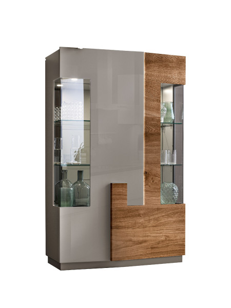 Vitrine ZEFERINO COMO in aschgrau aus Lack