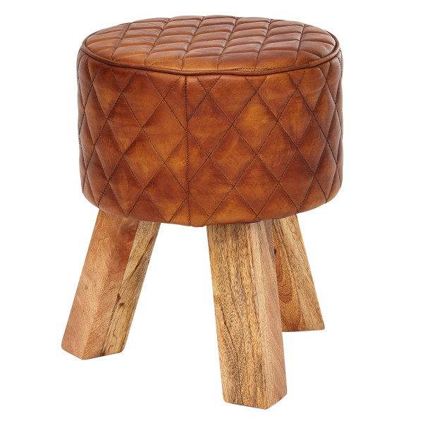 Hocker in braun aus Leder