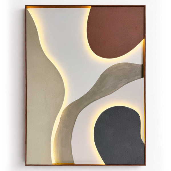 Leuchtbild SANFTER FLUSS in beige aus Materialmix