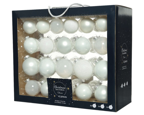 Weihnachtskugel-Box MAXI WINTERWEISS in weiß aus Glas