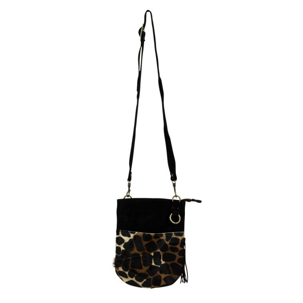 Umhängetasche GIRAFFE in schwarz aus Leder