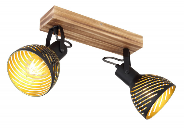 Wand-/Deckenspot LENNA in schwarz aus Holz