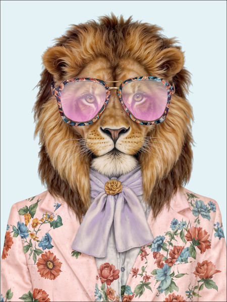 Glasbild LION WITH GLASSES I