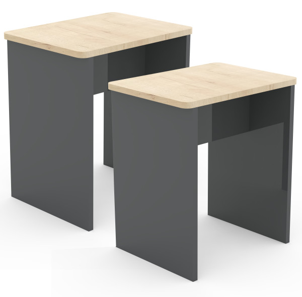 Hocker 2er Set ESAL in  Anthrazit aus Dekor