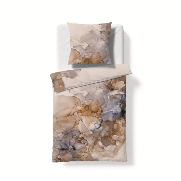 Bettwäsche Mako-Satin in beige aus Baumwolle