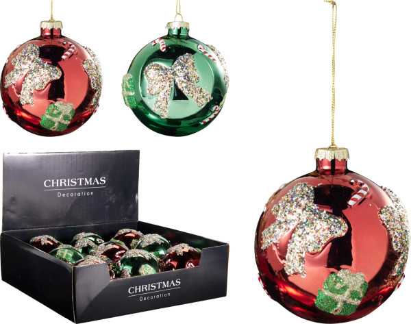 Weihnachtskugel SCHLEIFE/ZUCKERSTANGE aus Glas