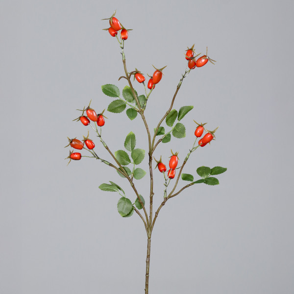 Kunstblume Hagebuttenzweig in orange aus Kunststoff
