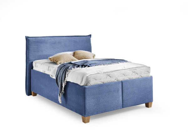 Polsterbett SANSIBAR SKARA in blau aus Stoff