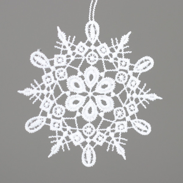 Christbaumschmuck Hänger ORNAMENT HÄKEL in weiß aus Polyester