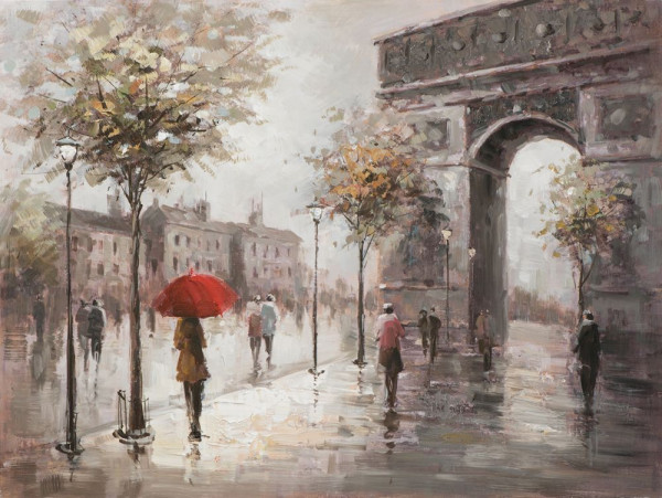 Gemälde SPAZIERGANG IN PARIS in bunt aus Holz