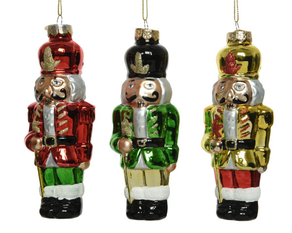 Weihnachtskugel Nussknacker in mehrfarbig aus Glas