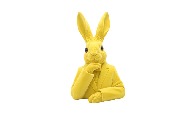 Hase FLOCKY in gelb aus Polyresin