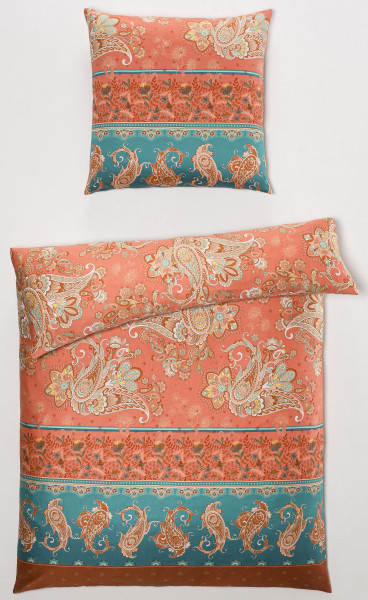 Bettwäsche SURI Satin in orange aus Baumwolle