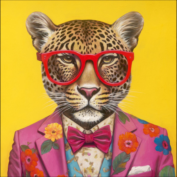 Originalbild CRAZY LEOPARD in mehrfarbig aus Holz