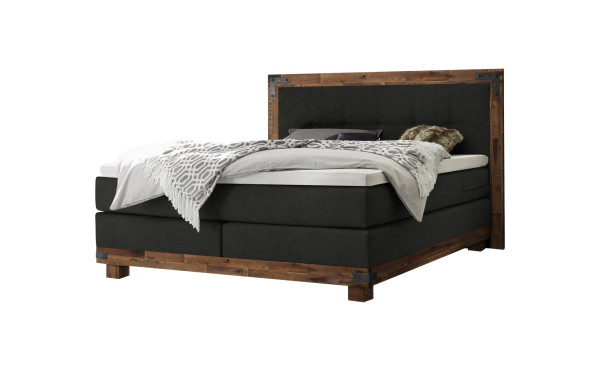 Boxspringbett HASENA CHICAGO in smoke / Akazie vintage brown