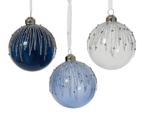 Weihnachtskugel in blau aus Glas