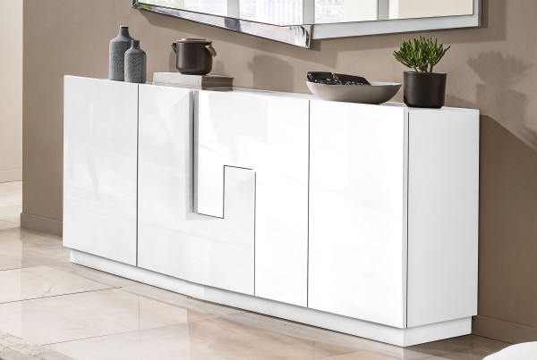 Sideboard ZEFERINO COMO in wollweiss aus Lack Hochglanz