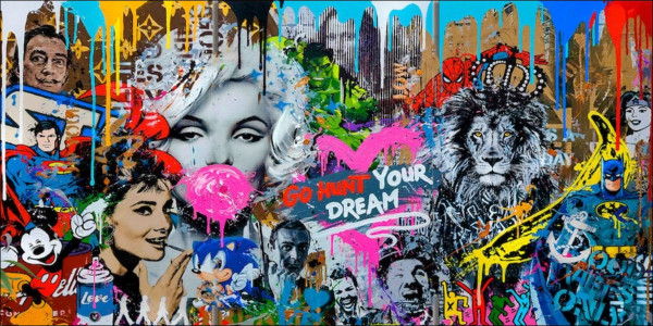 Aludibondbild GRAFFITI MARYLIN in mehrfarbig aus Metall