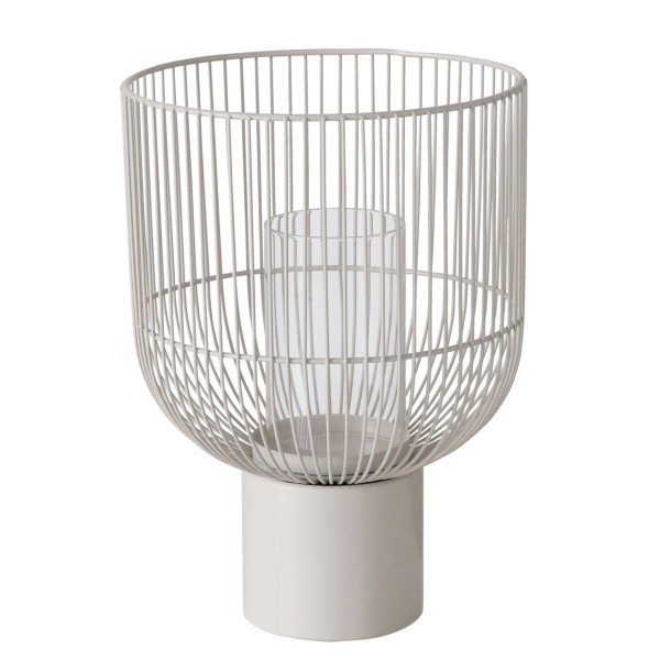 Windlicht CINDY in beige aus Materialmix