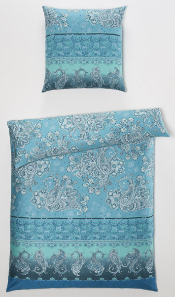 Bettwäsche SURI Satin in blau aus Baumwolle
