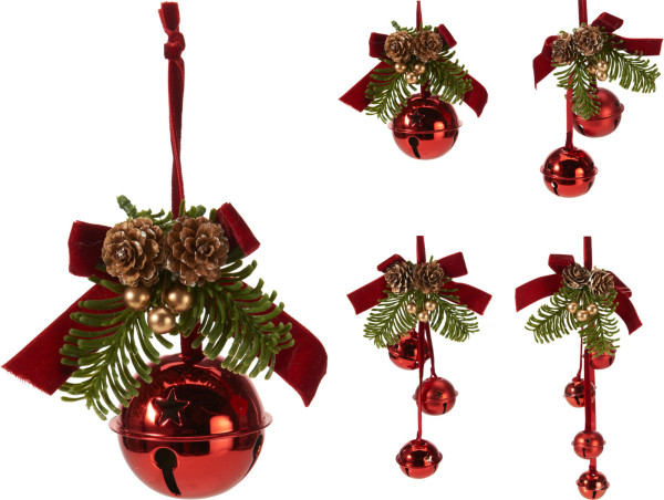 Christbaumschmuck Hänger GLÖCKCHEN in rot aus Mischgewebe