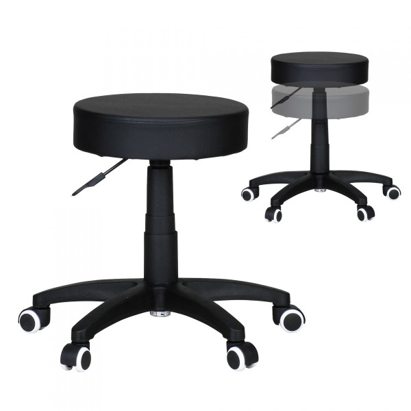 Hocker in schwarz aus Kunstleder